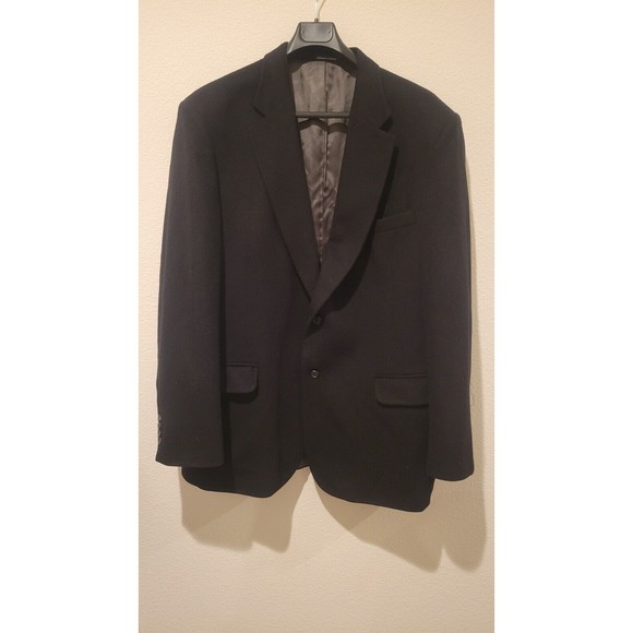 Club Room Men's 100% Camel Hair Sport Coat Jacket BLAZER Size 48 Long Black - Picture 1 of 13